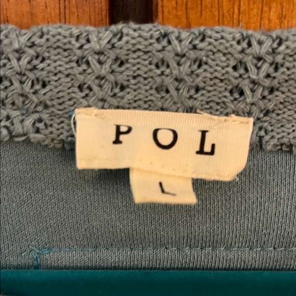 POL Shades of Blue Mixed Media Patchwork Top w/Tan-Rust-Brown-Cream Accents - Picture 2 of 13